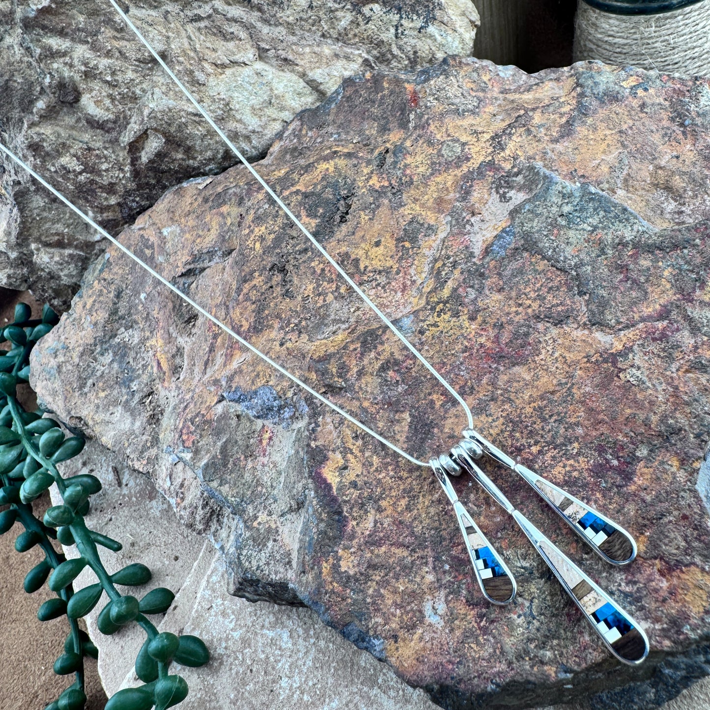 David Rosales Iron Spirit Inlay Sterling Silver Necklace