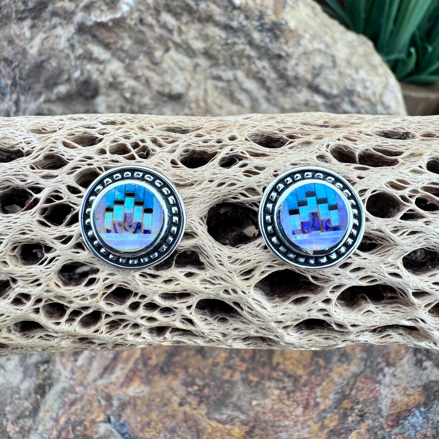 David Rosales Stardust Inlaid Sterling Silver Earrings