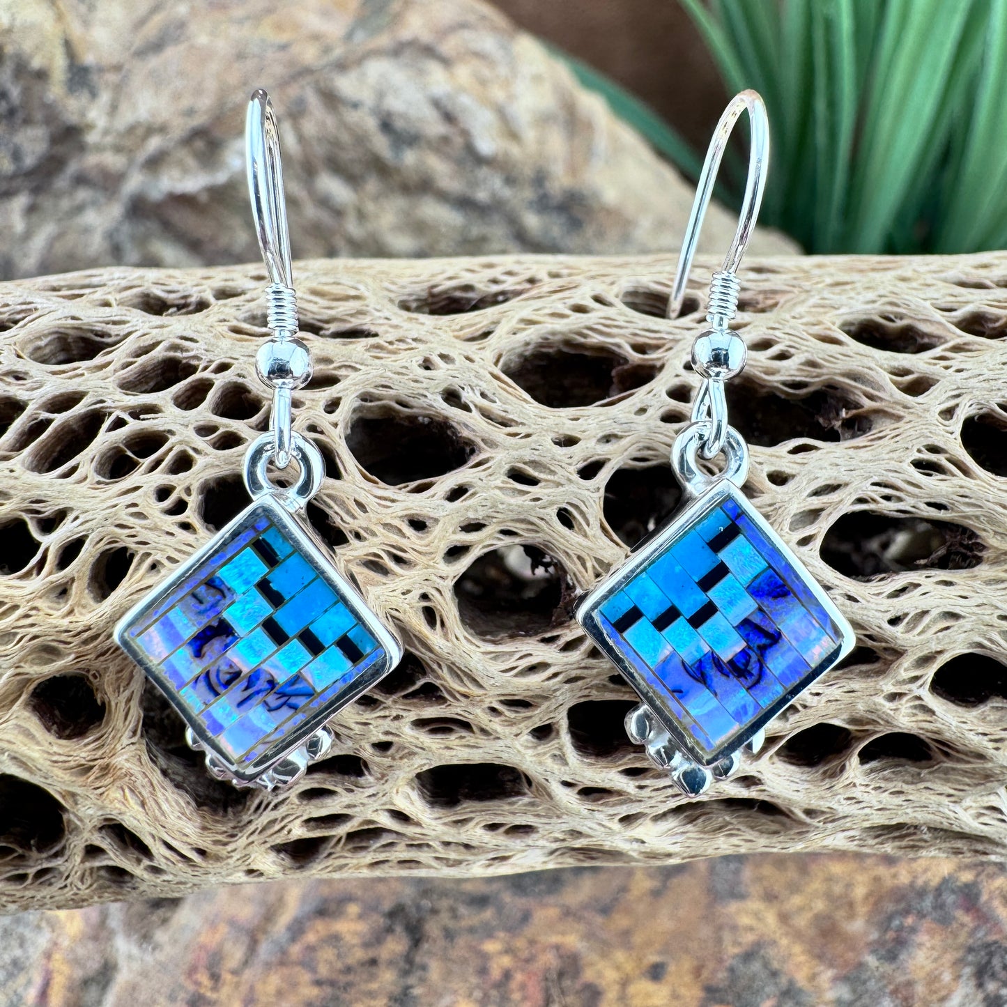 David Rosales Stardust Inlaid Sterling Silver Earrings