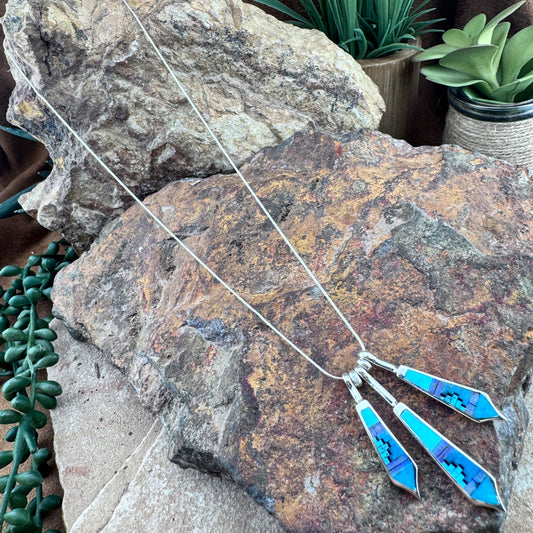 David Rosales Stardust Inlaid Sterling Silver Necklace