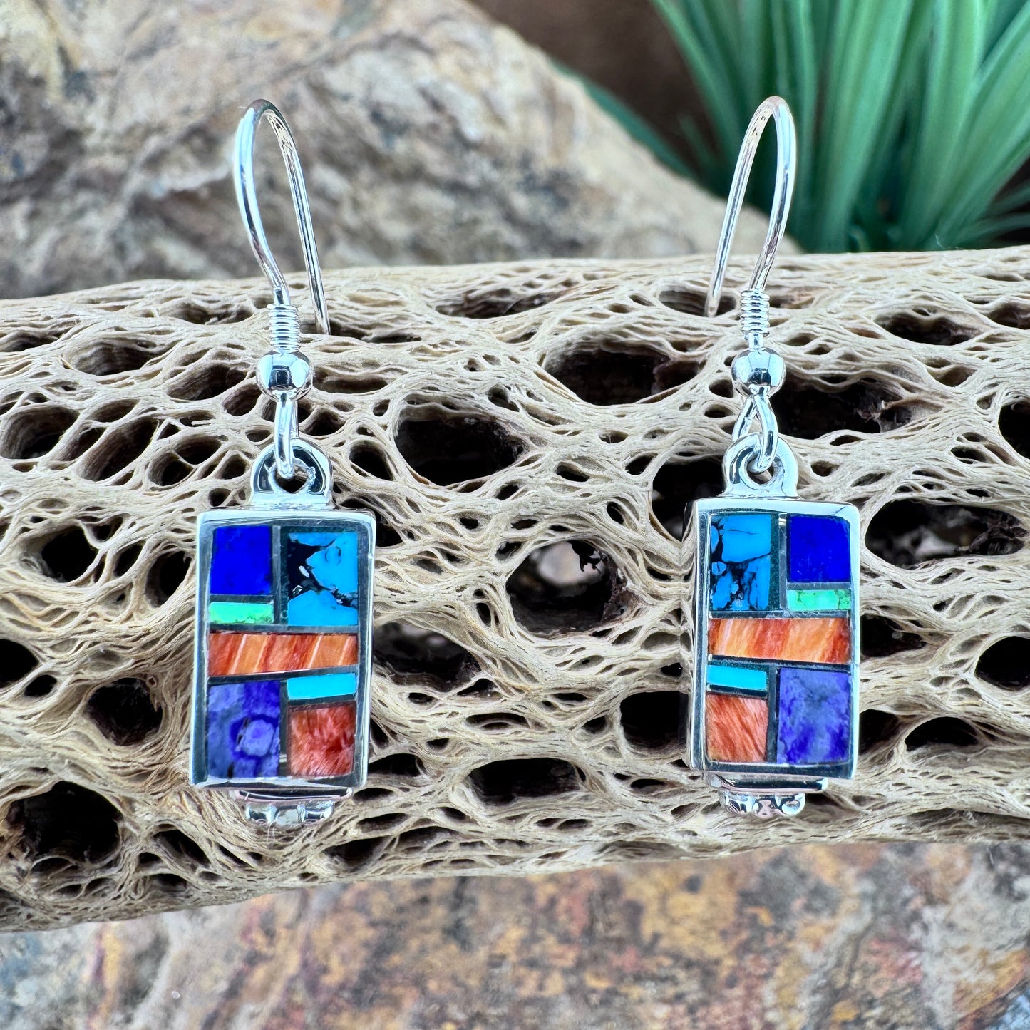 David Rosales Indian Summer Inlaid Sterling Silver Earrings