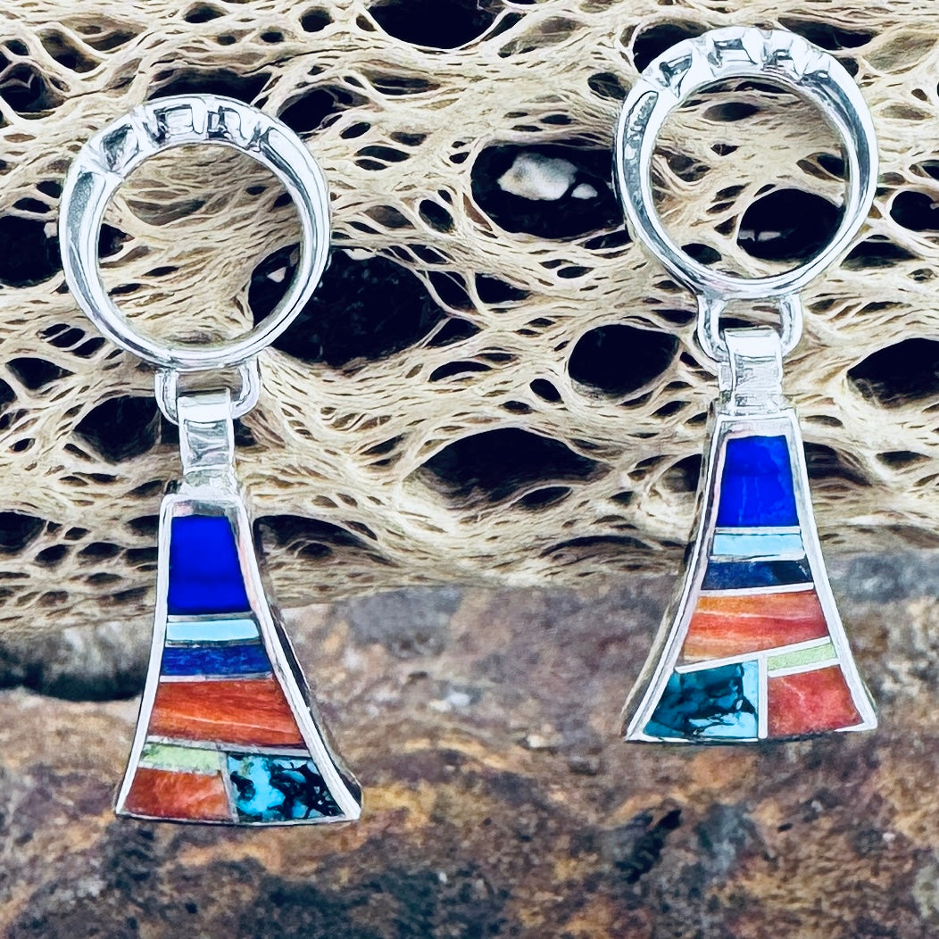 David Rosales Indian Summer Inlaid Sterling Silver Earrings