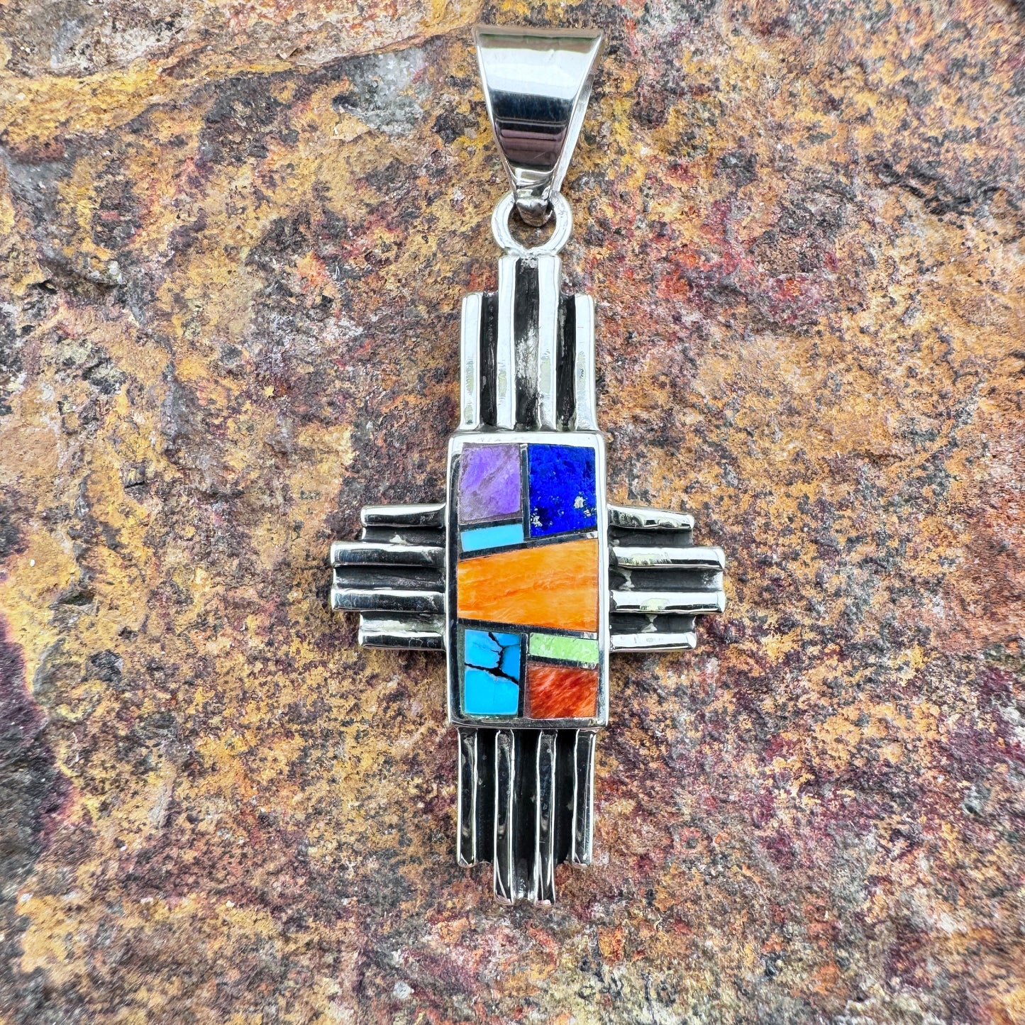 David Rosales Indian Summer Inlaid Sterling Silver Pendant