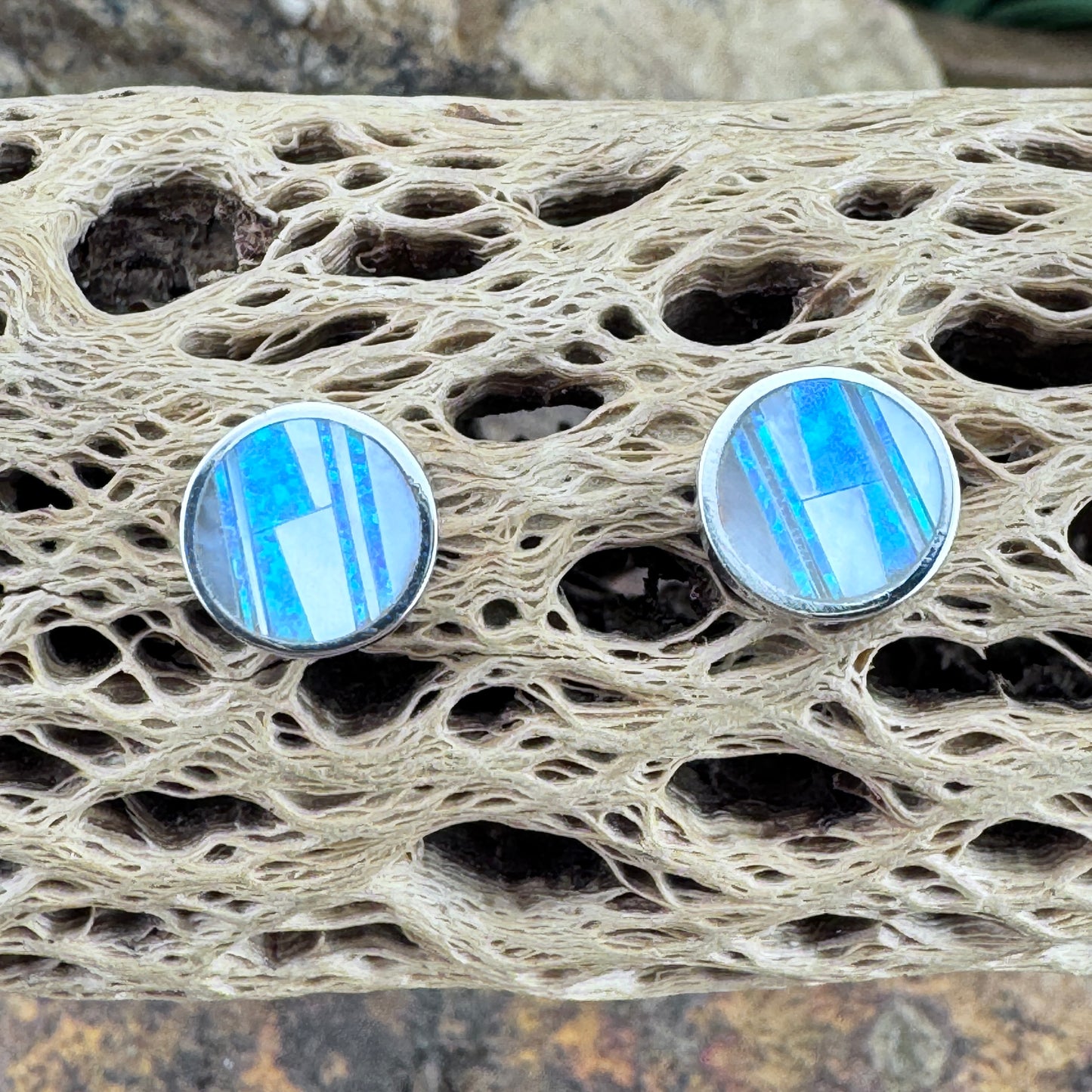 David Rosales Mystic Pearl Inlaid Sterling Silver Earrings