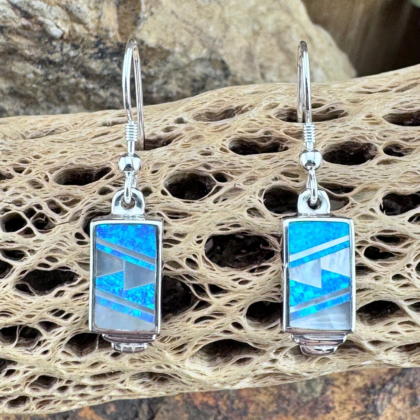 David Rosales Mystic Pearl Inlaid Sterling Silver Earrings