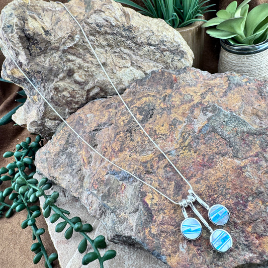 David Rosales Mystic Pearl Inlaid Sterling Silver Necklace