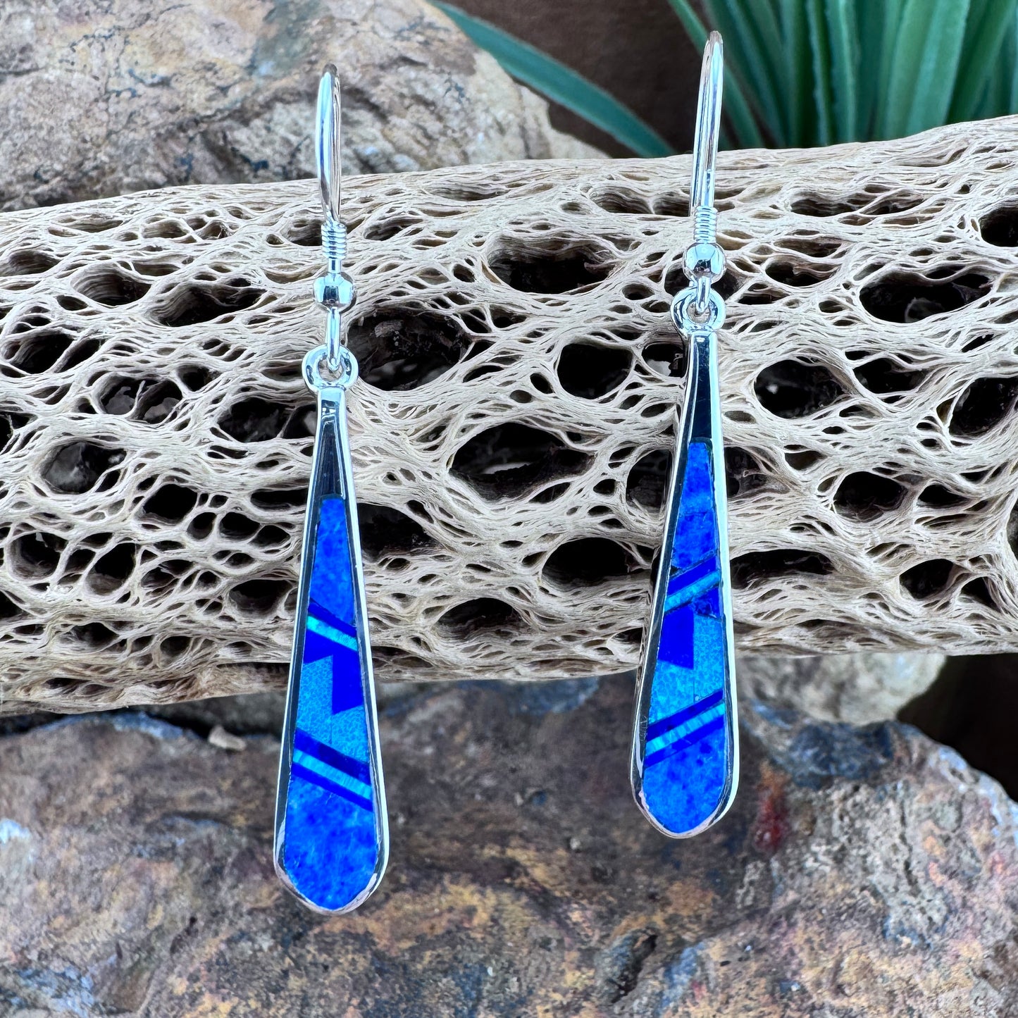 David Rosales Blue Sky Inlaid Sterling Silver Earrings