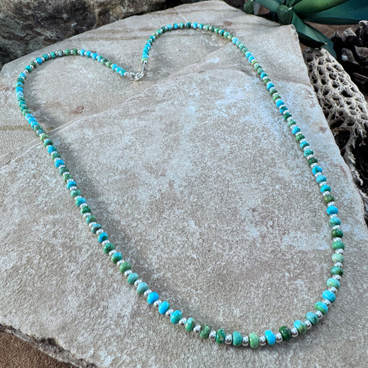 Sonoran Gold Turquoise Beads Necklace & Matching Earrings Set by Leonard Nez