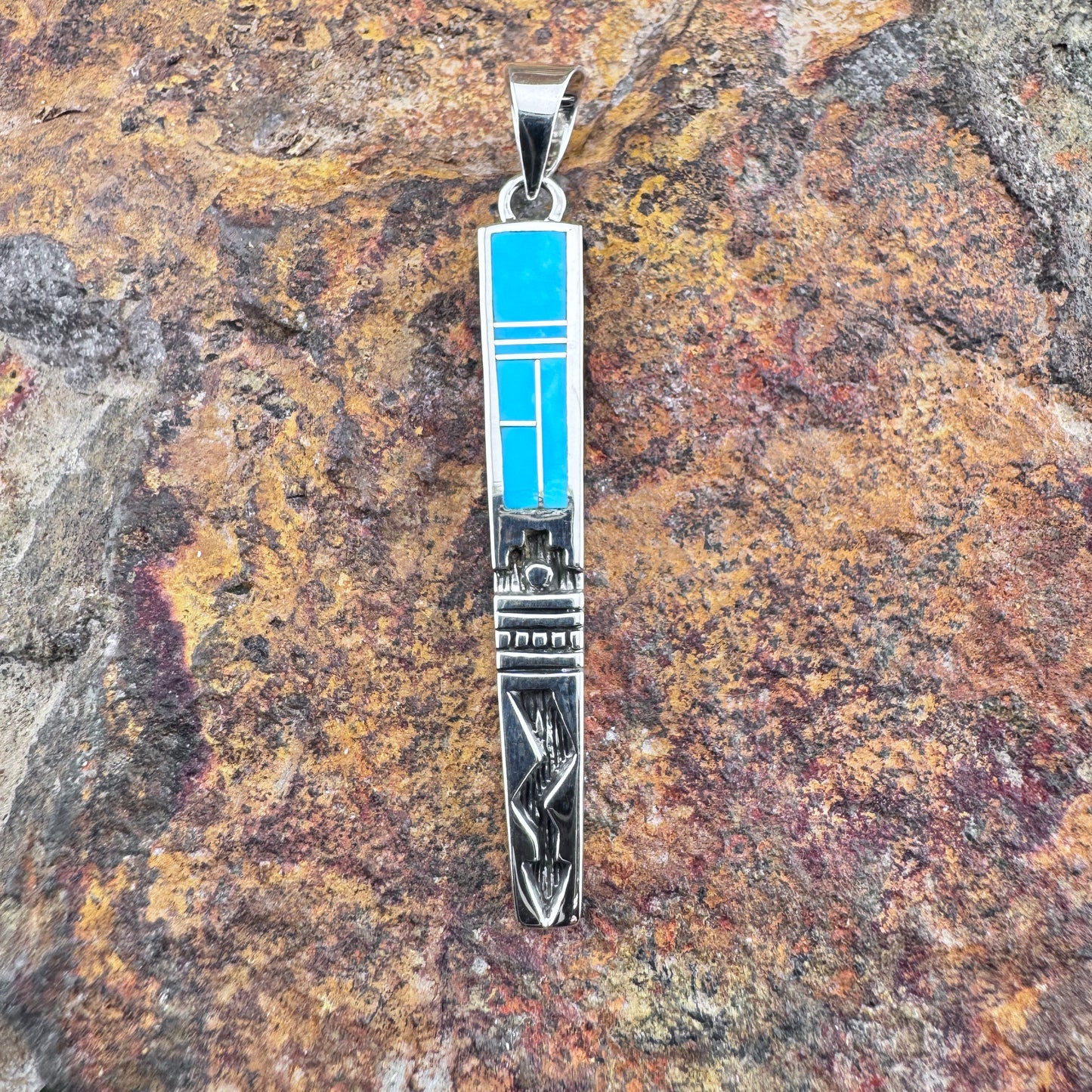 David Rosales Arizona Blue Inlaid Sterling Silver Pendant