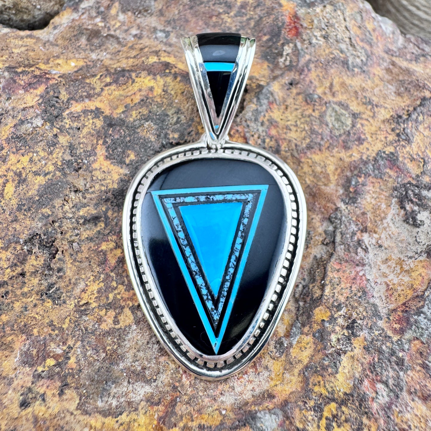David Rosales Shadow Peak Inlaid Sterling Silver Pendant