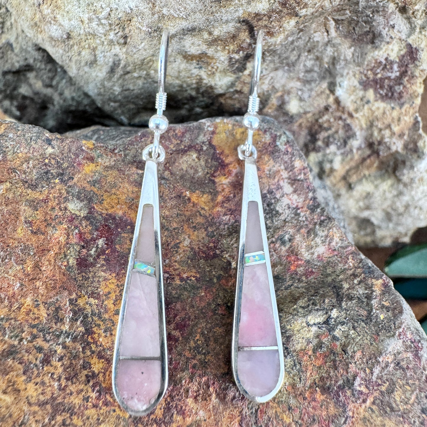 David Rosales Make Me Blush Inlaid Sterling Silver Earrings