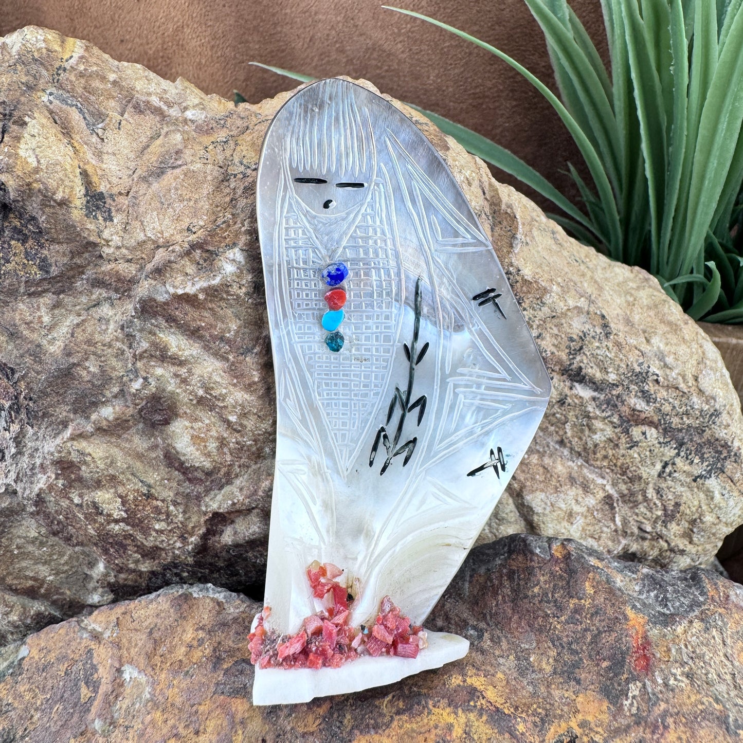 Zuni Corn Maiden – Two-Sided Shell Carving by Gloria Chatin