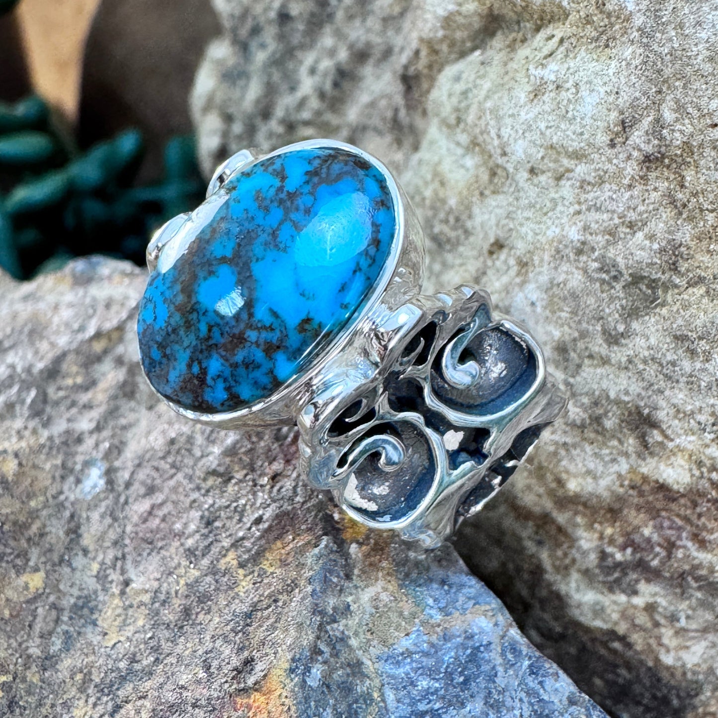Sterling Silver Country Ithaca Peak Turquoise Ring by David Rosales