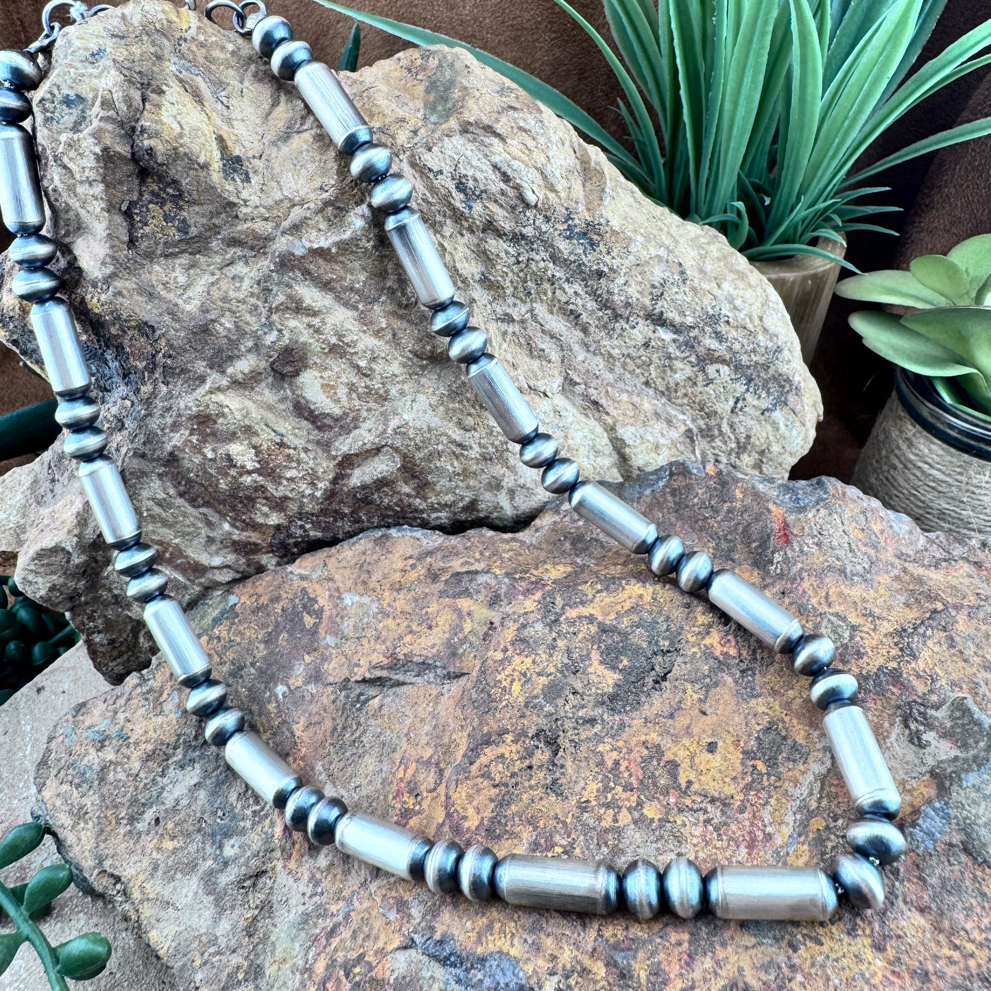 Navajo Pearl Earrings – 7.6mm Sterling Silver Navajo Pearls by Crystal Haley