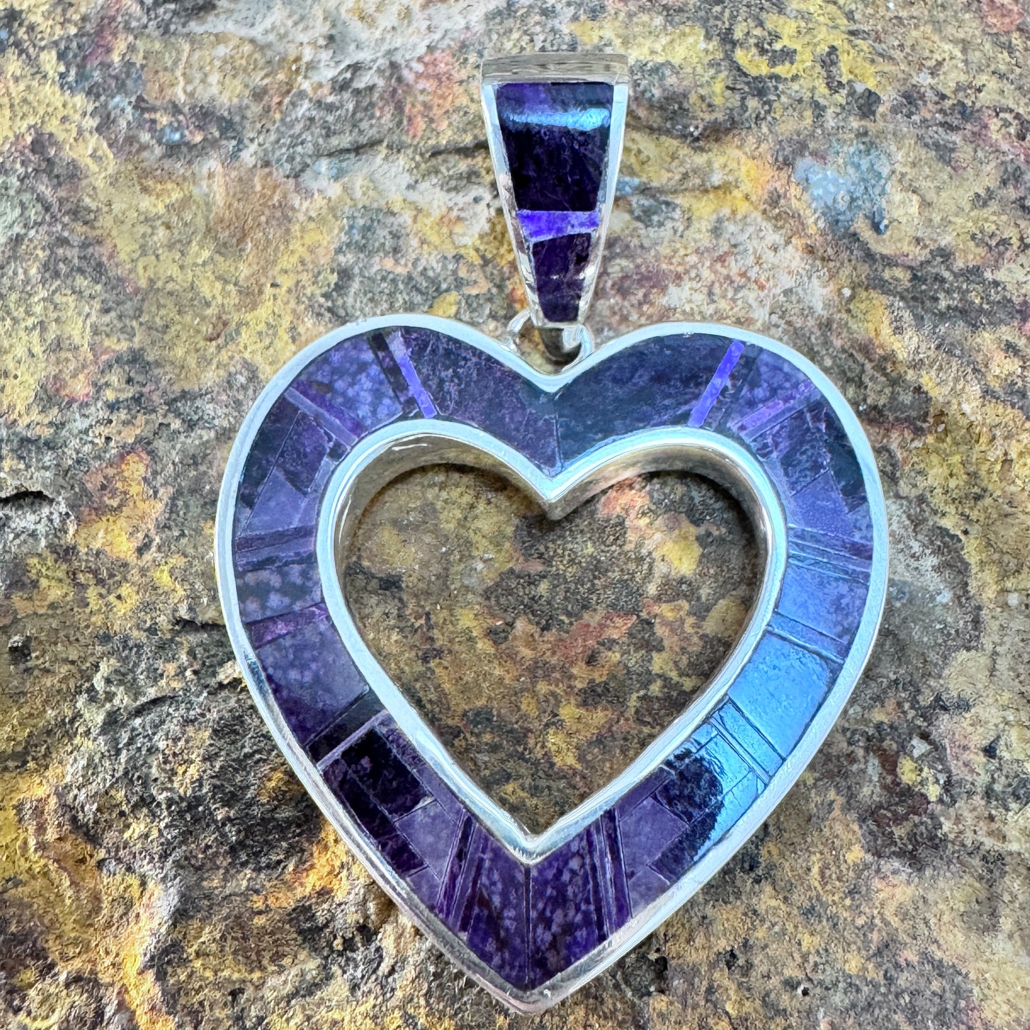 David Rosales Sugilite Inlaid Sterling Silver Pendant Heart