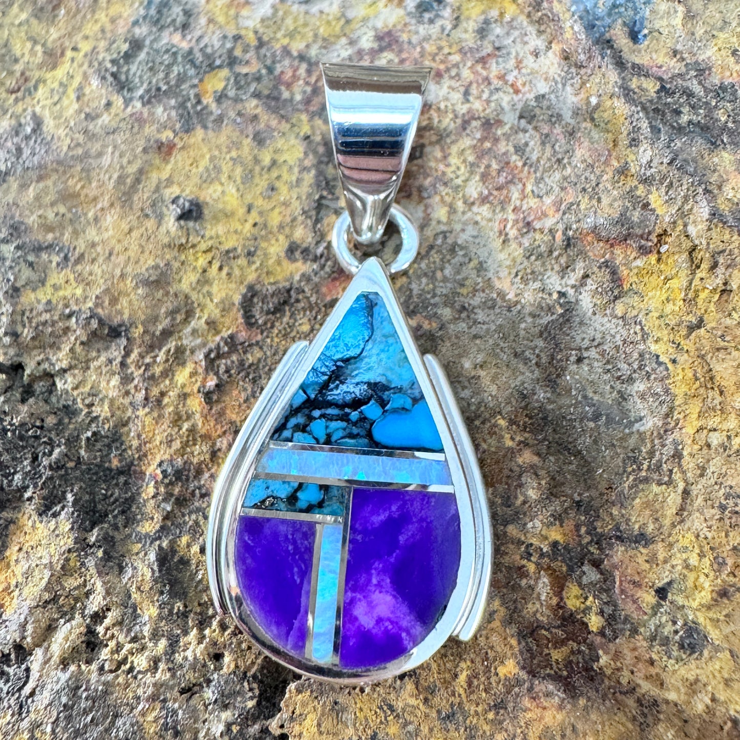 David Rosales Shalako Inlaid Sterling Silver Pendant