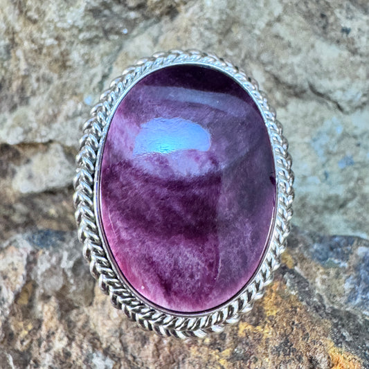 Purple Spiny Oyster Sterling Silver Ring by Artie Yellowhorse