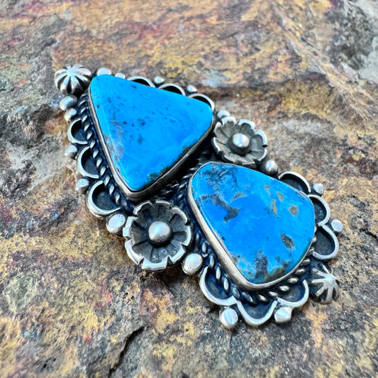 Sterling Silver Ithaca Peak Turquoise Pendant by Mary Tso