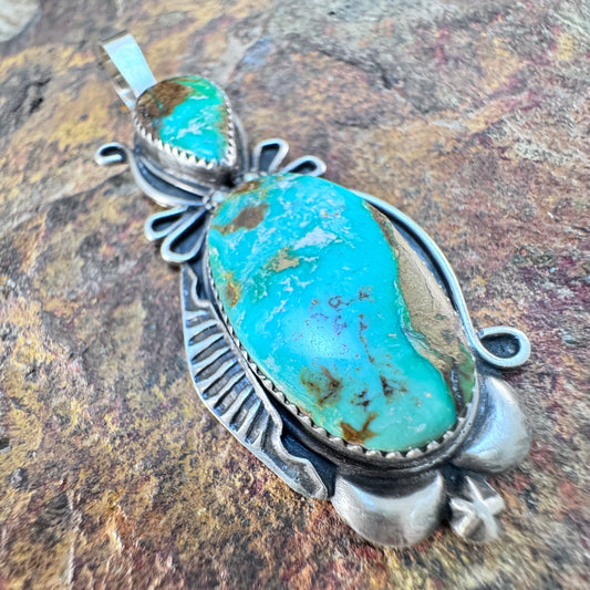 Royston Turquoise & Sterling Silver Pendant by Mary Tso