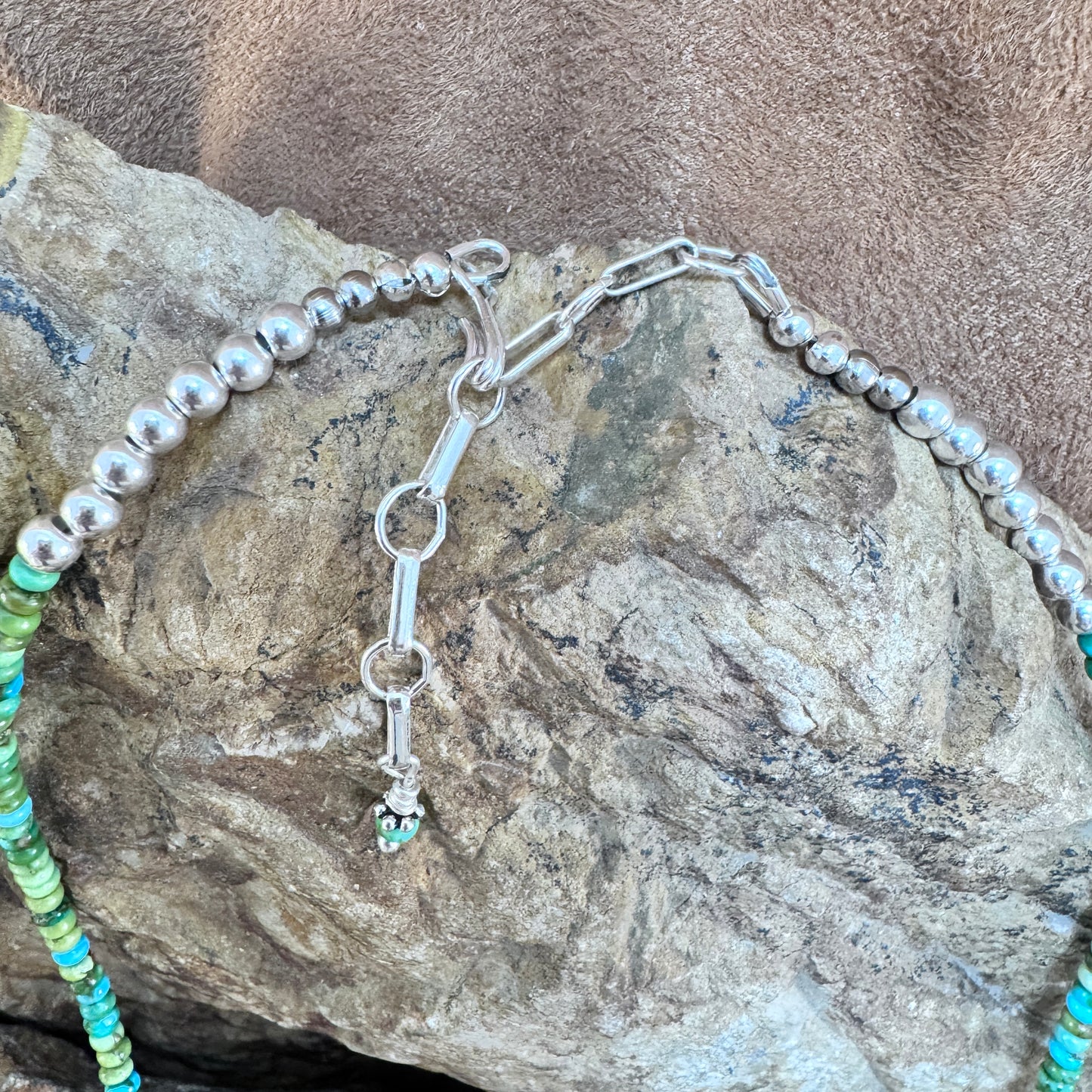 David Rosales Sonoran Gold Turquoise Beaded Necklace 18"