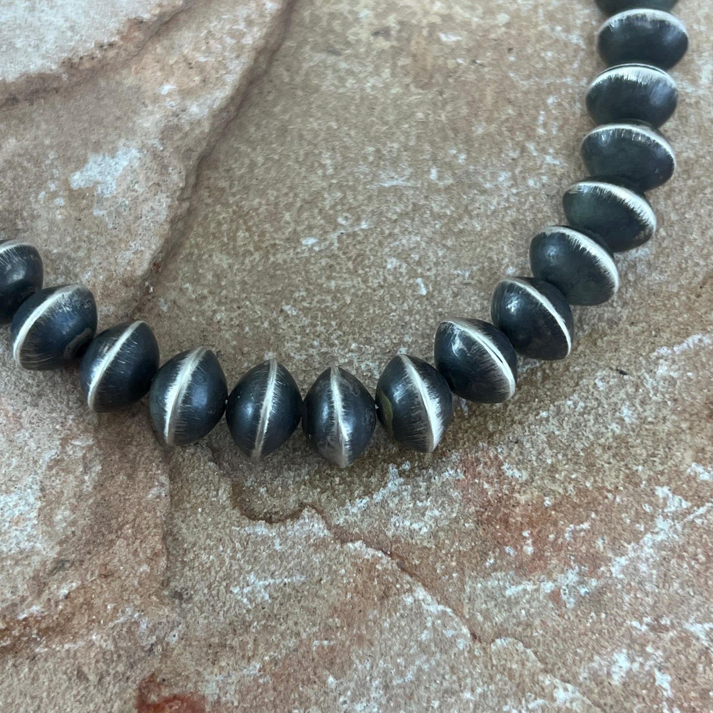 22" Kingman Turquoise Sterling Silver Navajo Pearl Beaded Necklace by Mary Tso