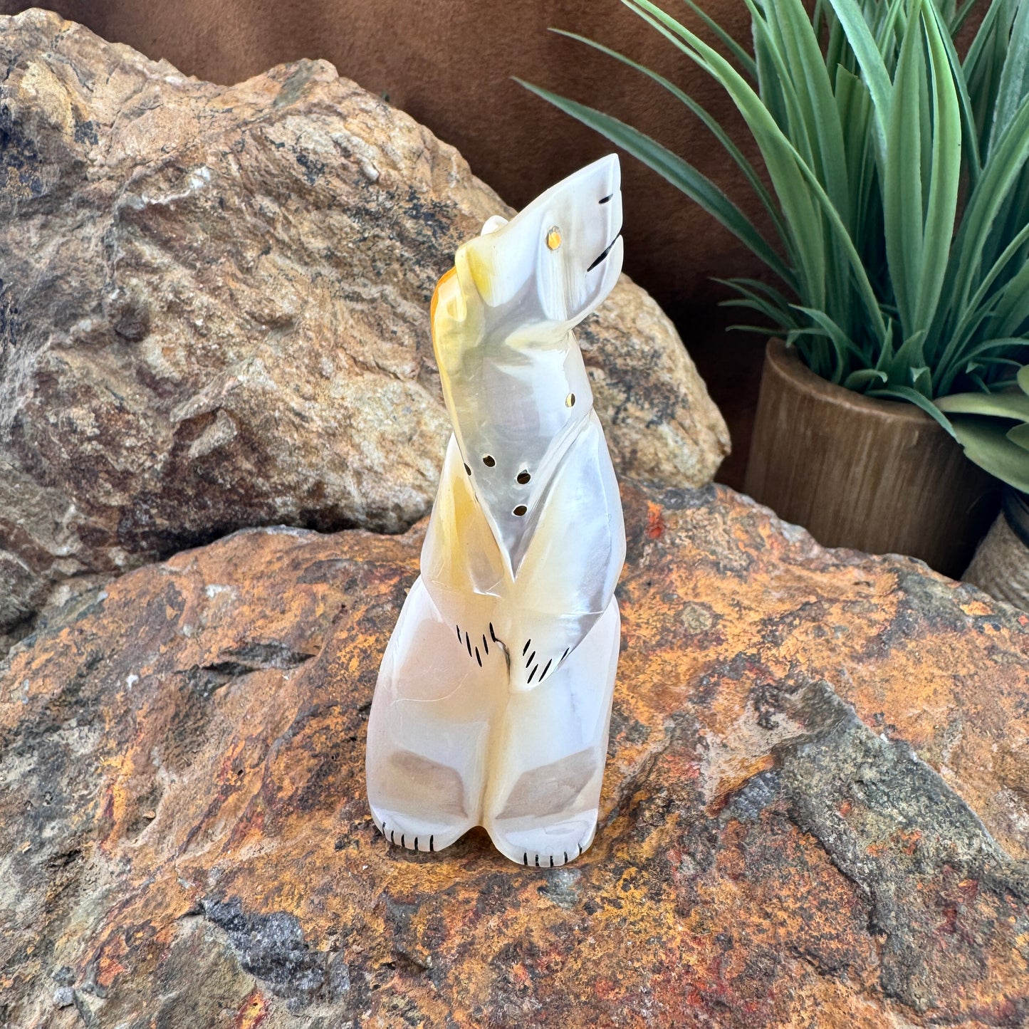 Mother of Pearl Polar Bear by Melvin Lamy (Zuni)