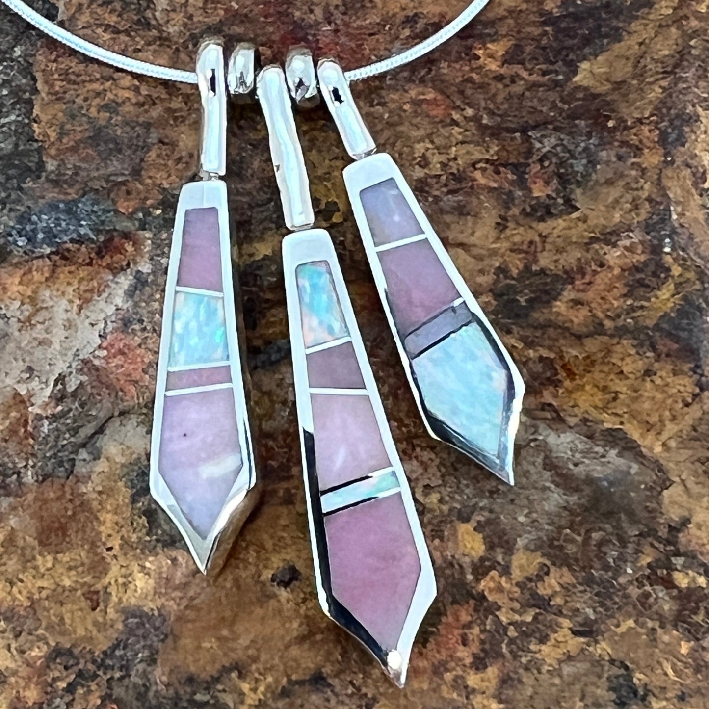 David Rosales Make Me Blush Inlaid Sterling Silver Necklace