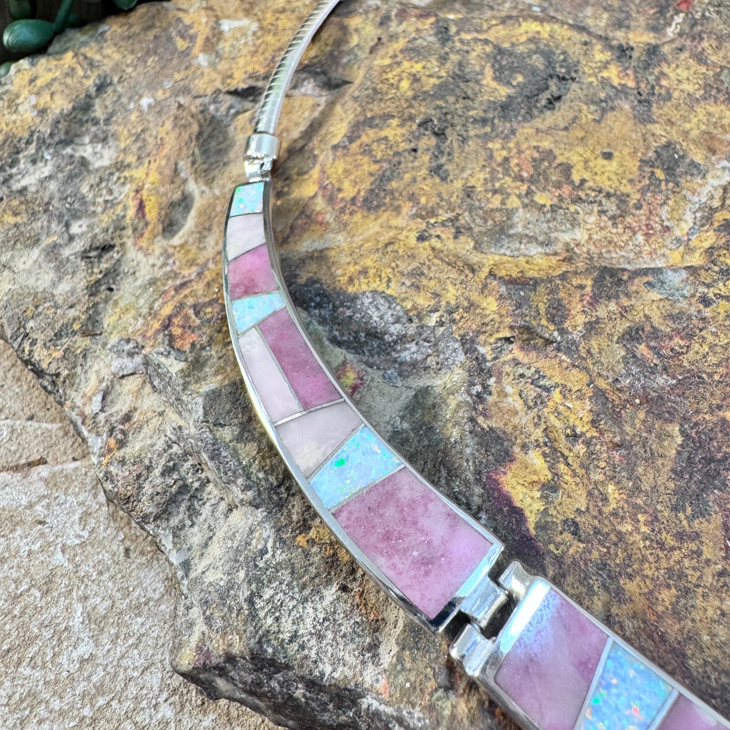 David Rosales Make Me Blush Inlaid Sterling Silver Necklace