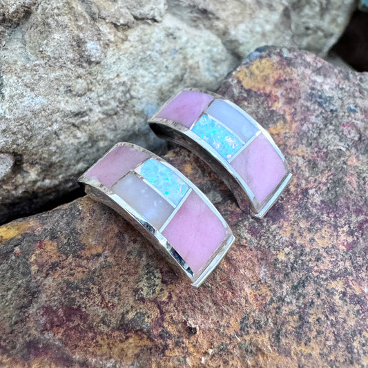 David Rosales Make Me Blush Inlaid Sterling Silver Earrings