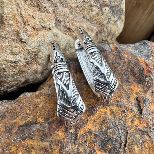 David Rosales Silver Country Sterling Silver Earrings Huggies