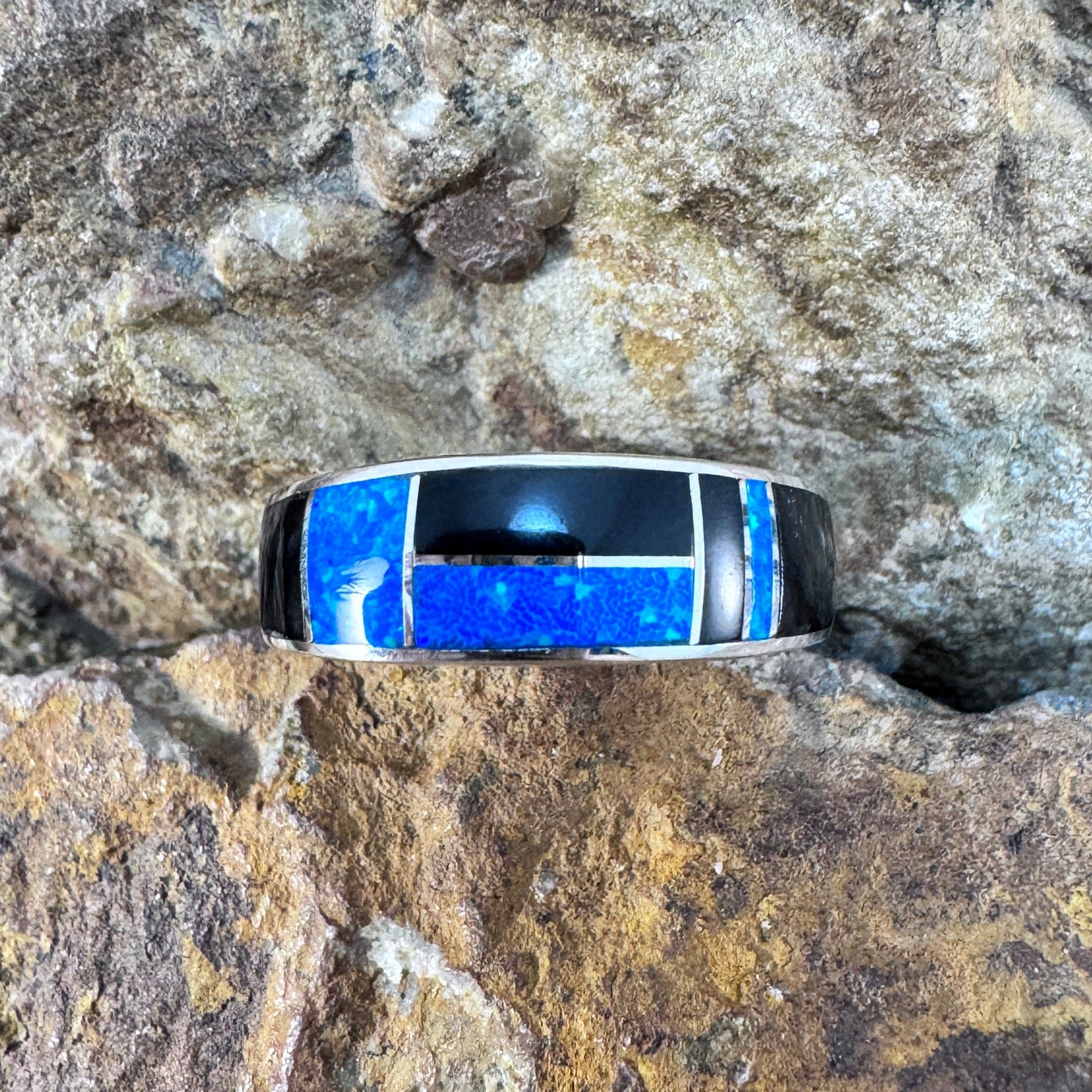 David Rosales Black Beauty Inlaid Sterling Silver Ring