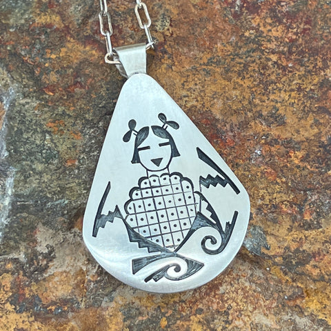 Vintage Hopi Overlay Silver Pendant by Eddison Wadsworth Soohafyah - Estate Jewelry