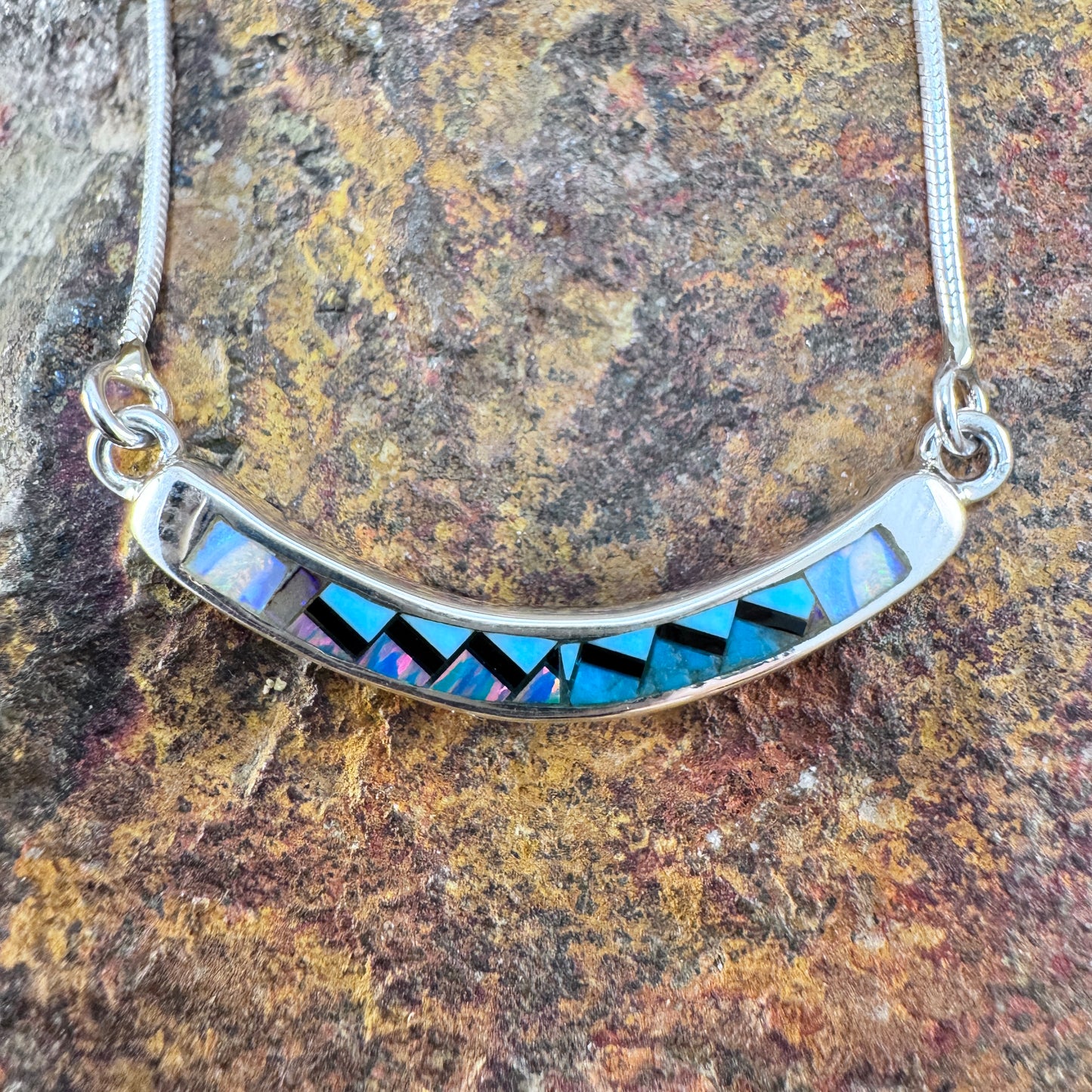 David Rosales Stardust Inlaid Sterling Silver Necklace