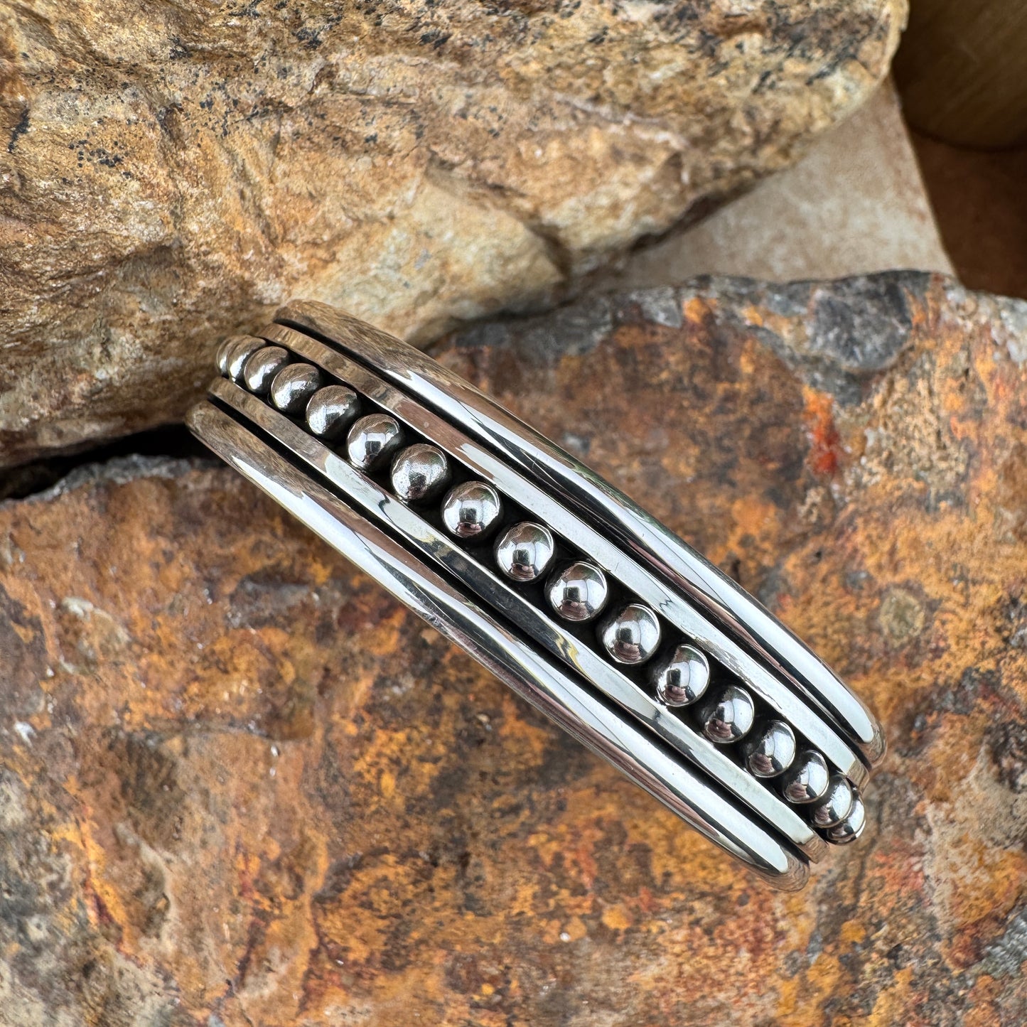 Sterling Silver Center Dot Bracelet by Artie Yellowhorse