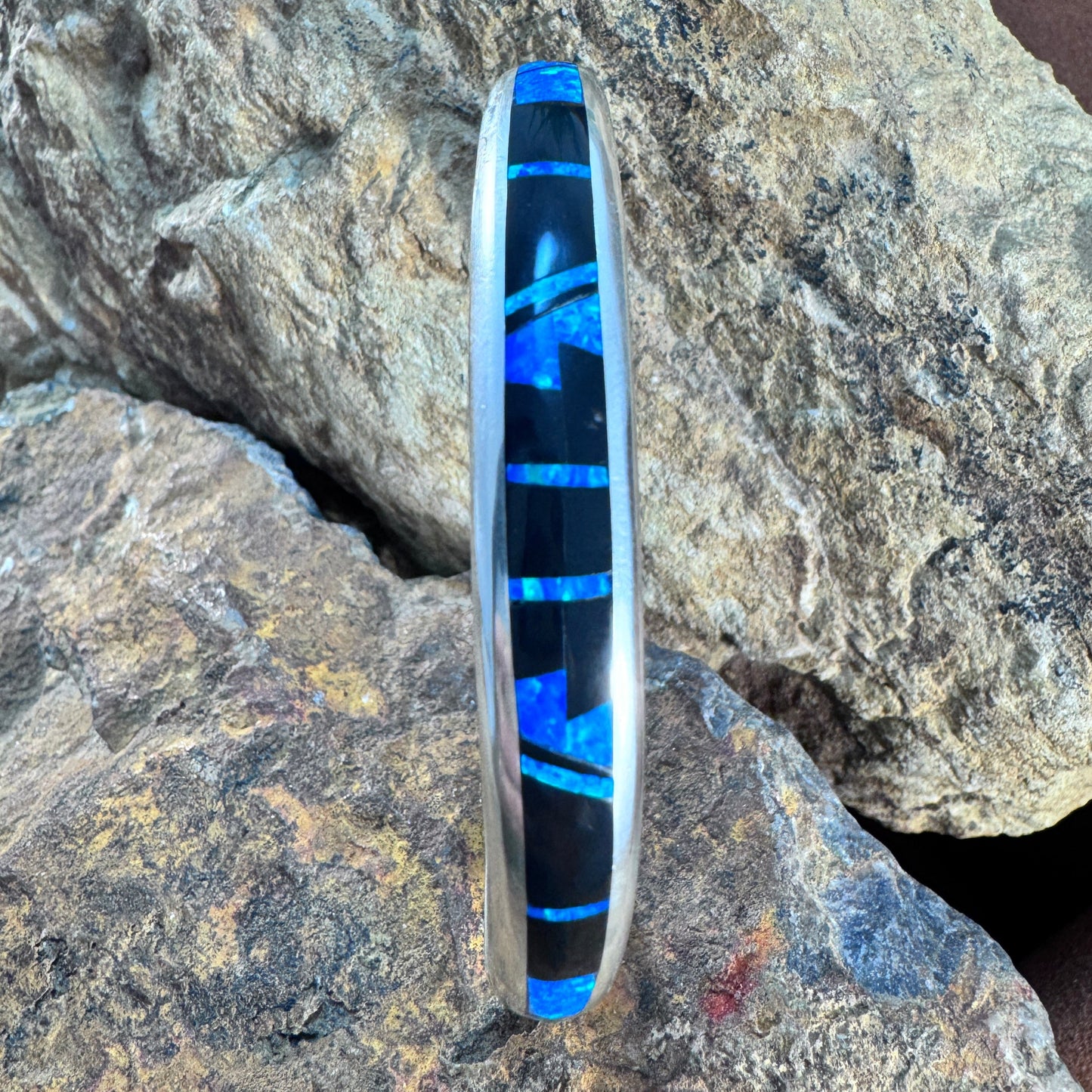 David Rosales Black Beauty Inlaid Sterling Silver Bracelet