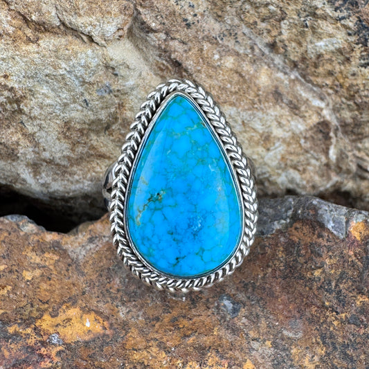 Kingman Turquoise Sterling Silver Ring by Artie Yellowhorse