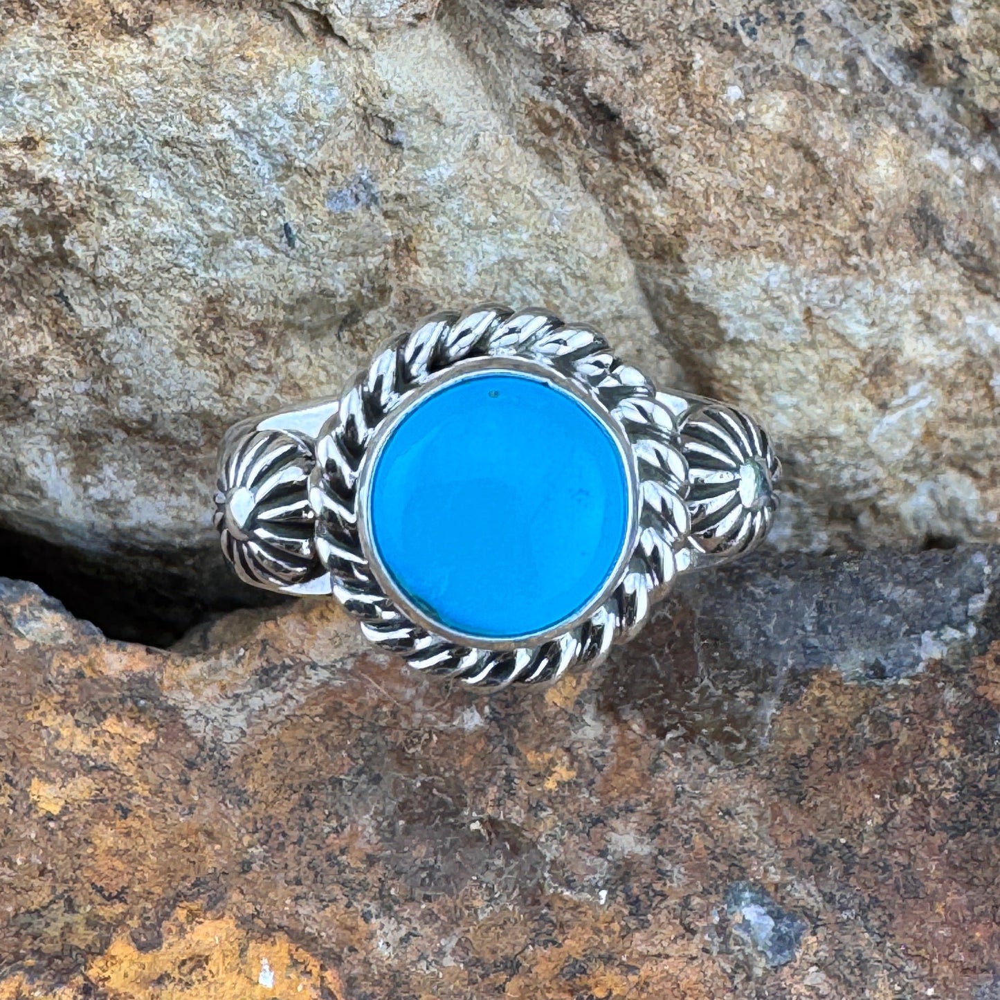 Sterling Silver Sleeping Beauty Turquoise Ring by Artie Yellowhorse
