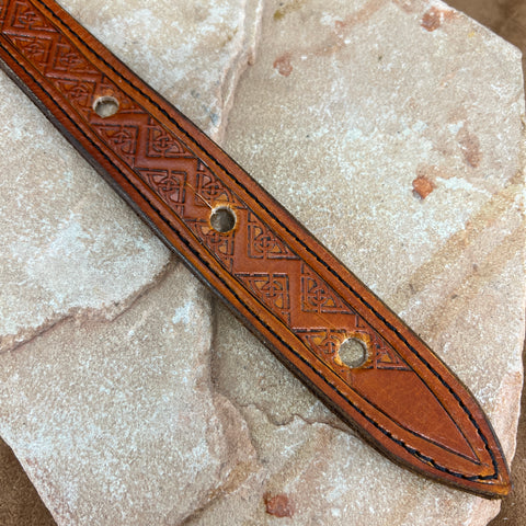 Hand Tooled Leather Garden Cross Guitar Strap by Stephen Vaughn Leatherworks