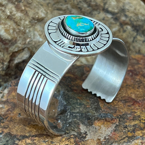 Sonoran Turquoise Sterling Silver Bracelet by Leonard Nez