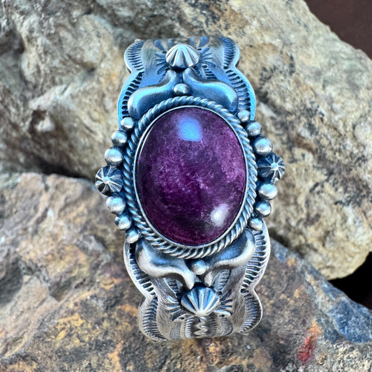 Purple Spiny Oyster Shell Sterling Silver Bracelet by Murphy Platero