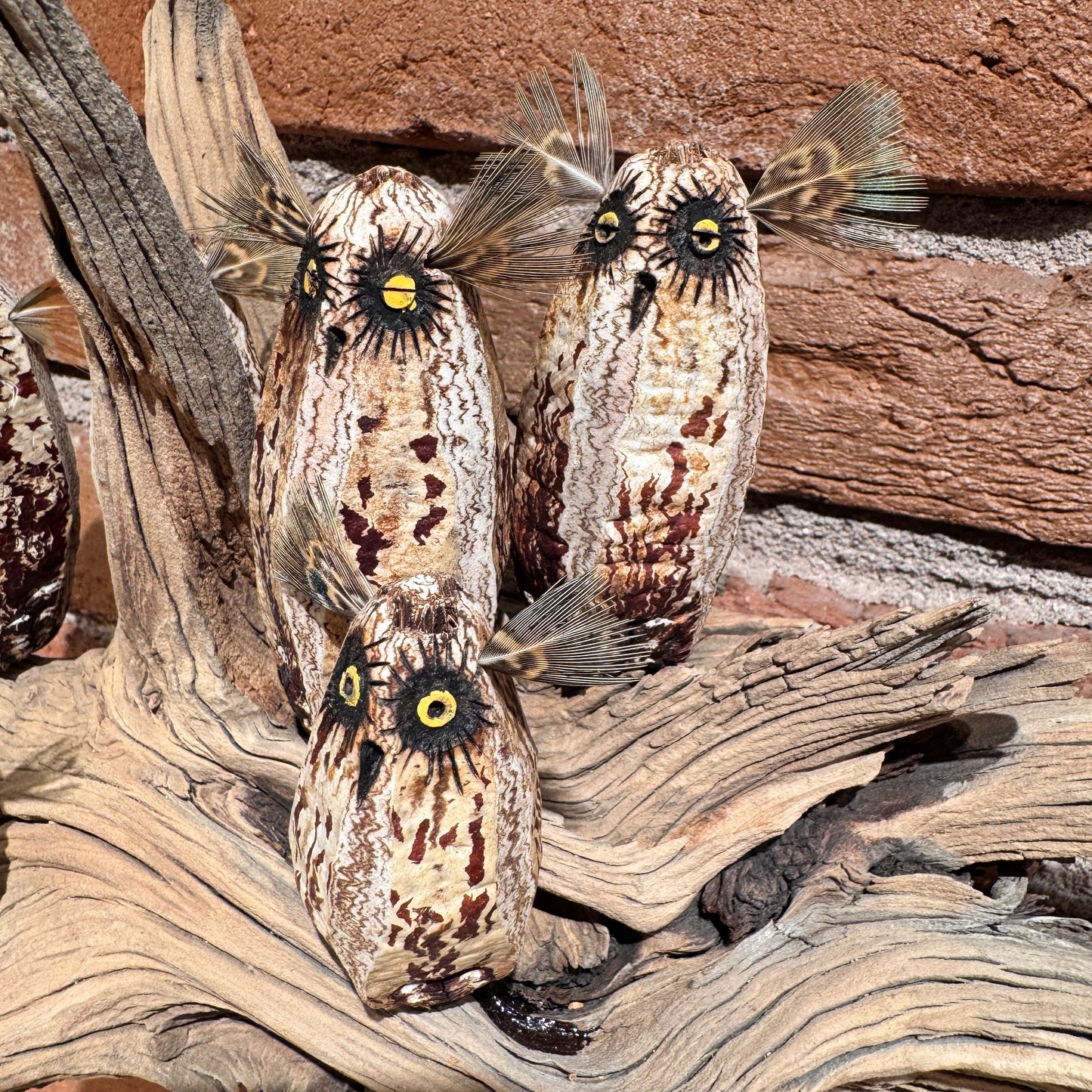 Owls on a Log Sculpture by Robert Rivera