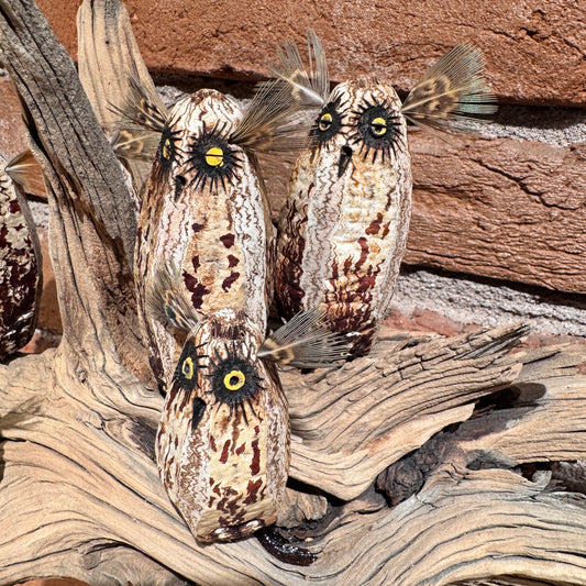 Owls on a Log Sculpture by Robert Rivera
