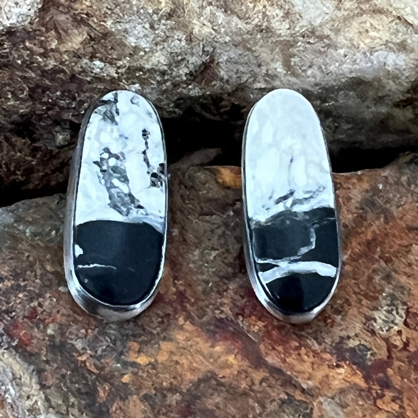 White Buffalo Sterling Silver Earrings by Fred Guerro