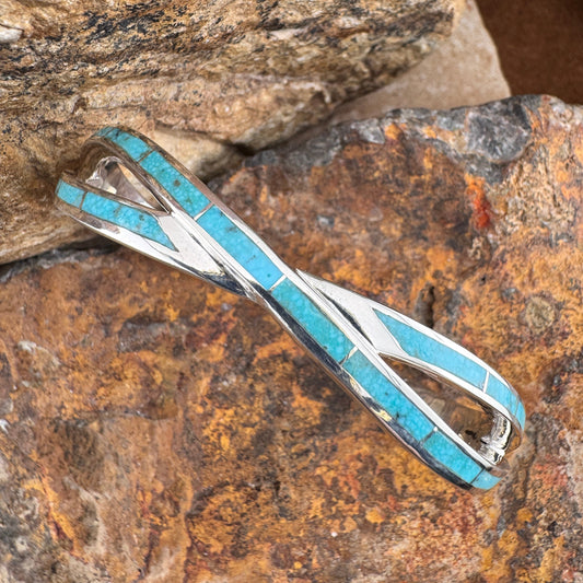 David Rosales Arizona Blue Inlaid Sterling Silver Bracelet