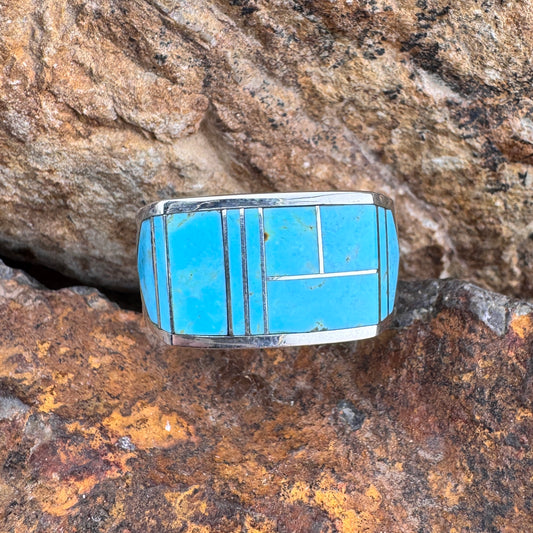 David Rosales Arizona Blue Inlaid Sterling Silver Ring