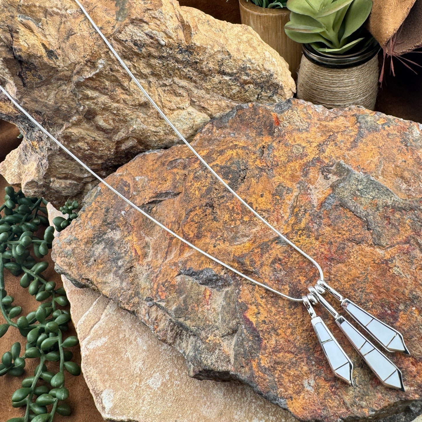 David Rosales Pristine Inlaid Sterling Silver Necklace