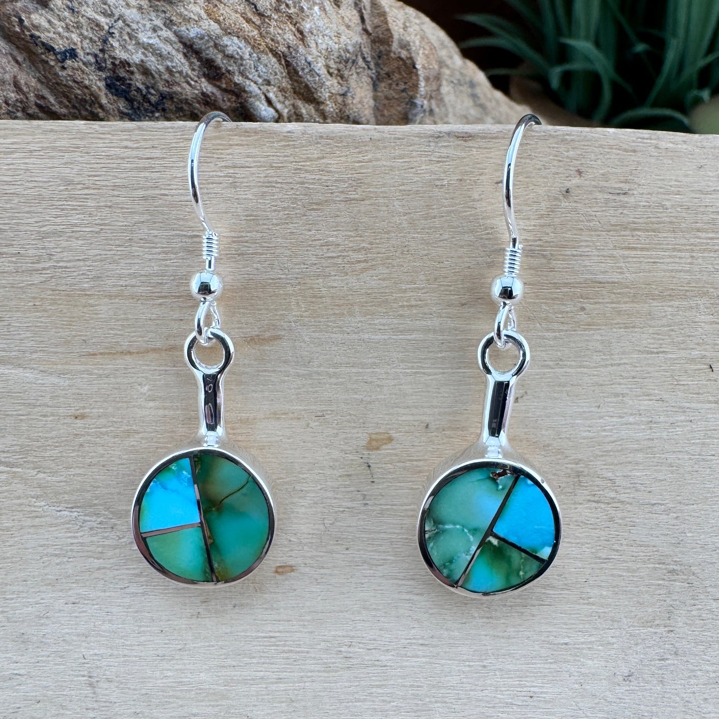 David Rosales Sonoran Gold Inlaid Sterling Silver Earrings