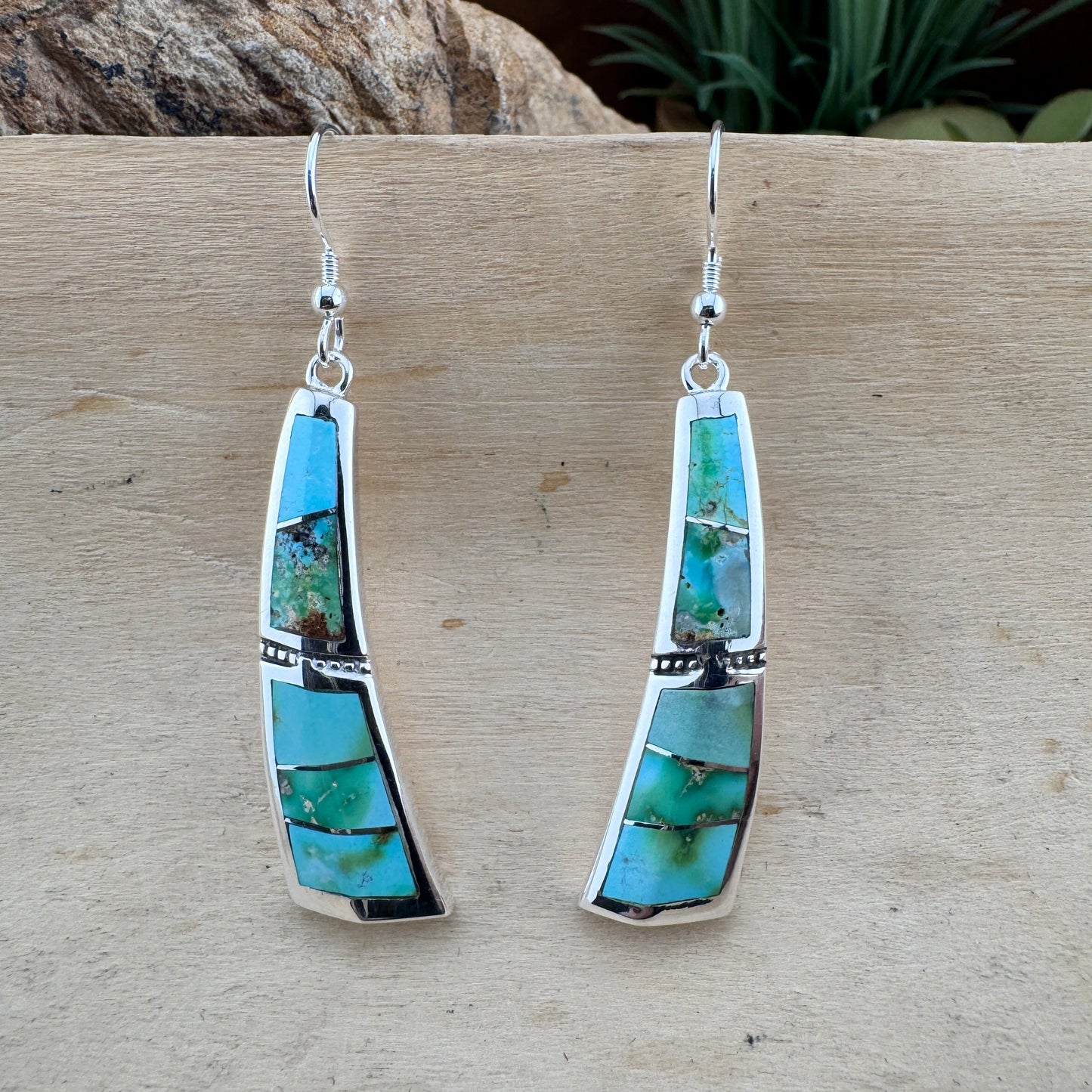 David Rosales Sonoran Gold Inlaid Sterling Silver Earrings