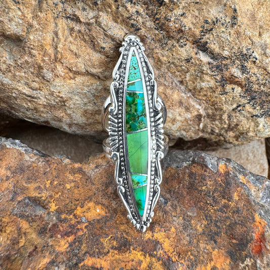 David Rosales Sonoran Gold Inlaid Sterling Silver Ring