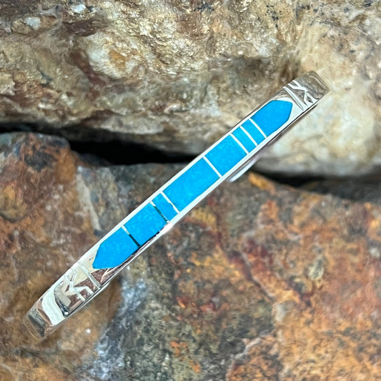 David Rosales Arizona Blue Inlaid Sterling Silver Bracelet